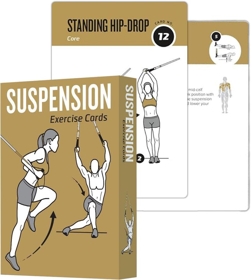 ELAORY Suspension Workout Cards, 62 Exercises Cards Deck Large Size 5" x 3.5" Fitness Cards for Women & Men, Beginner Fitness Guide to Training Exercises at Home or Gym (Suspension, Vol 1) - Image 1